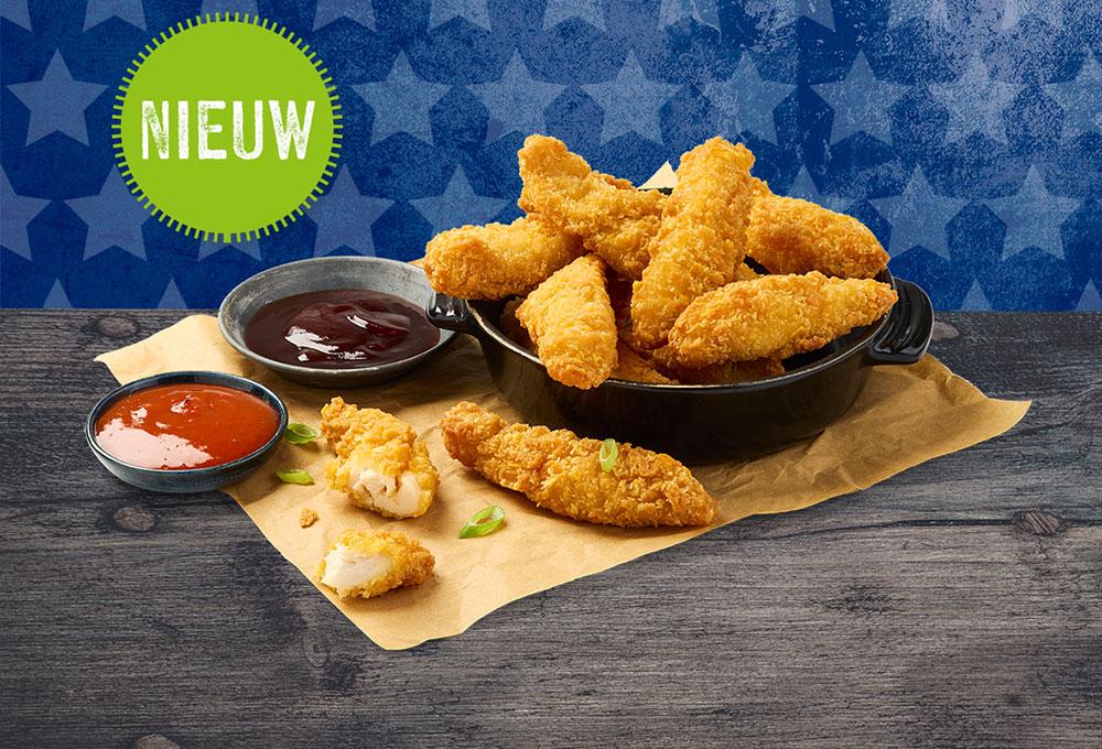 Deze malse tenders zijn omhuld door een krokante coating en ze zijn gemaakt van 100% kipfilet. Met hun heerlijke smaak zijn ze een topper op je borrelkaart.