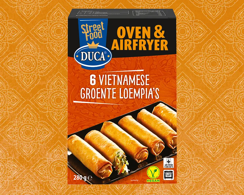 These Vietnamese spring rolls are hand-rolled and packed with flavour. They’re generously filled with cabbage, glass noodles, bean sprouts, carrot, and leek.