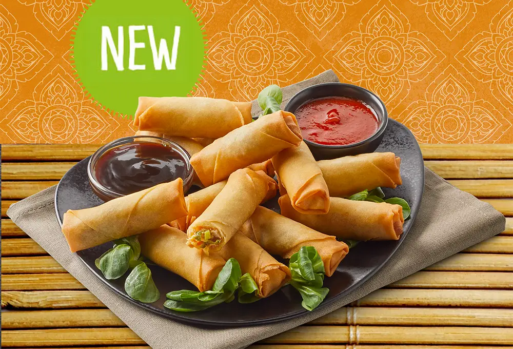 Our Mini Spring Rolls Chicken Hoisin are generously filled with tender chicken, crunchy vegetables, and refined hoisin sauce.