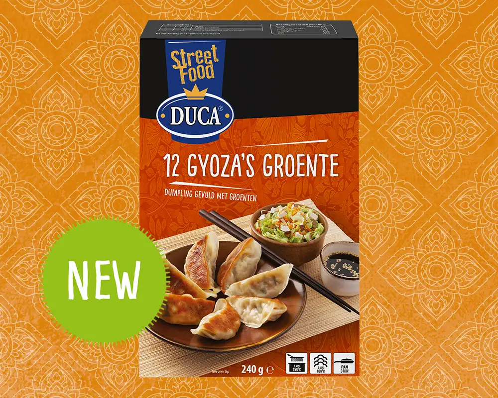 The popular gyoza, but this time filled only with crunchy vegetables and mild Asian seasoning.