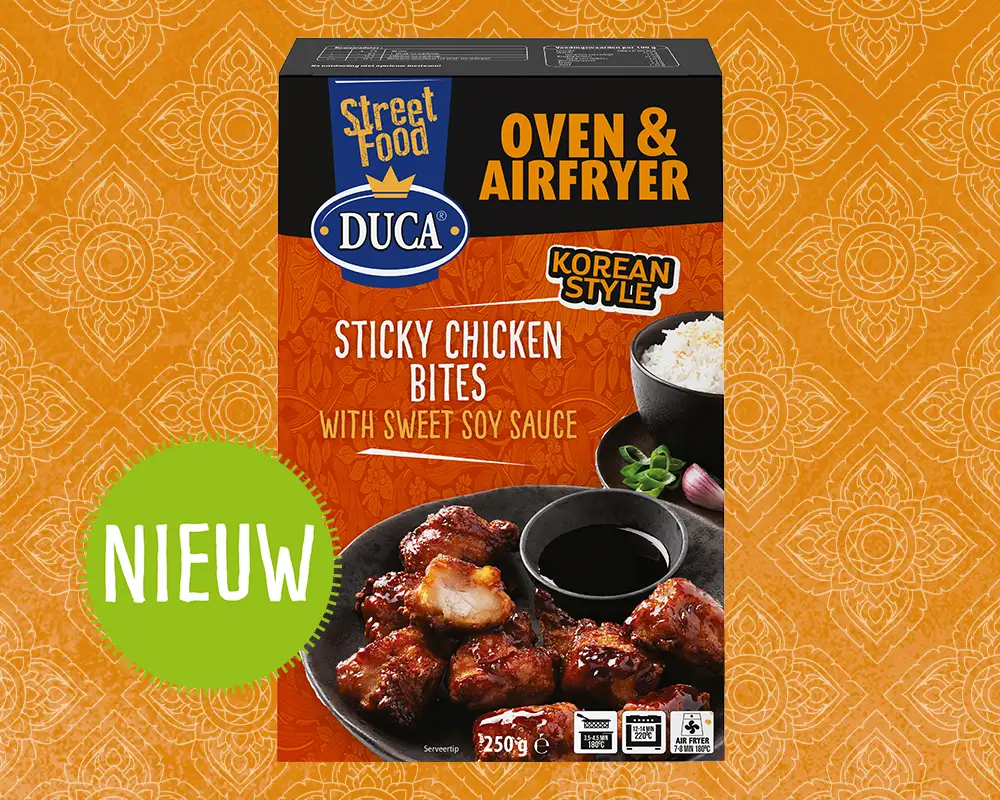 Populaire snacks uit de trendy Koreaanse keuken. Gemaakt op authentieke wijze met 100% kipfilet die omhuld is met een zoete, sticky glaze saus.